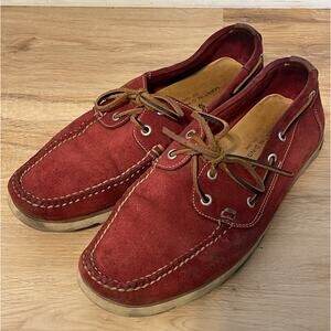 Martin Dingman Mens Driving Moccasins Shoes 11M Red Suede Lace Up